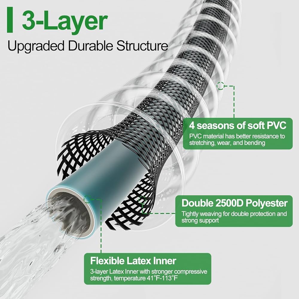 FITT Force Lite Garden Hose 50ft, Light-Duty Water Hose, Lime