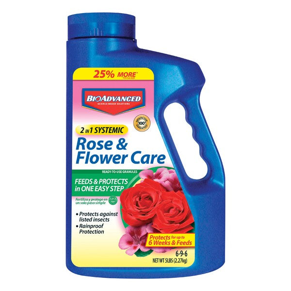 BioAdvanced 2-in-1 Rose and Flower Care Granules Flower Food, 5lb