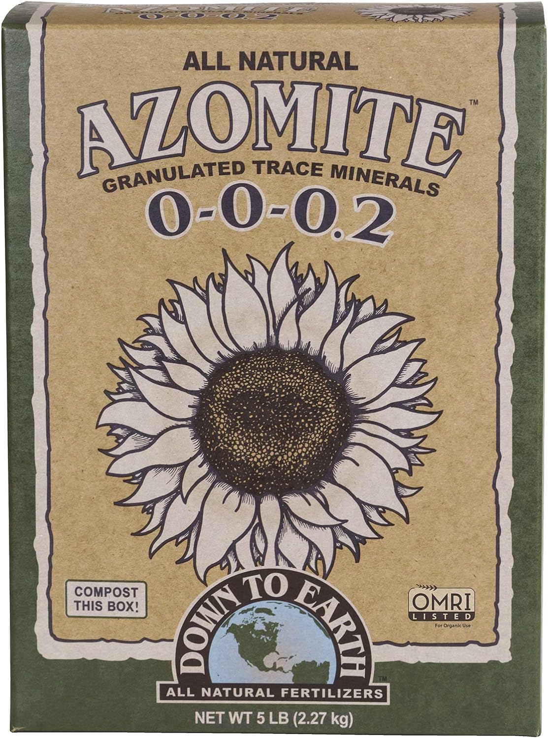 Down To Earth All Natural Fertilizers Organic Azomite Granulated Trace Minerals (0-0-0.2), 5 lb