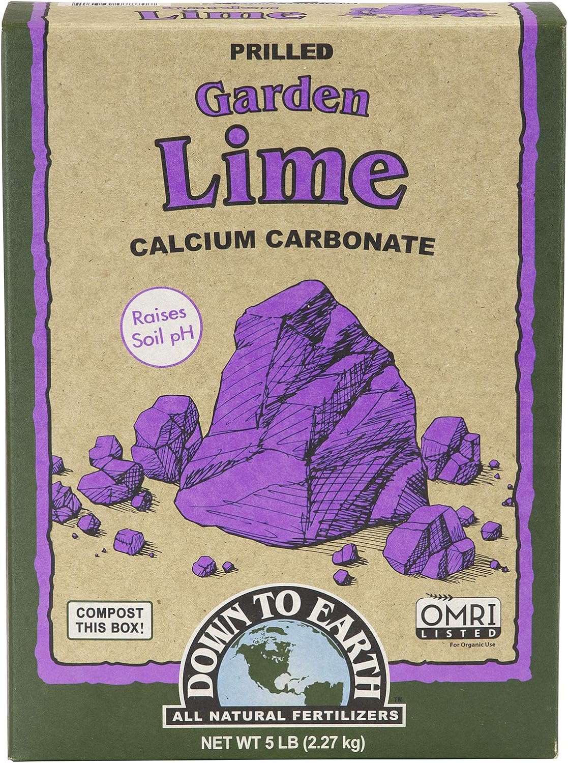 Down to Earth Organic Garden Lime Calcium Carbonate, 5lb