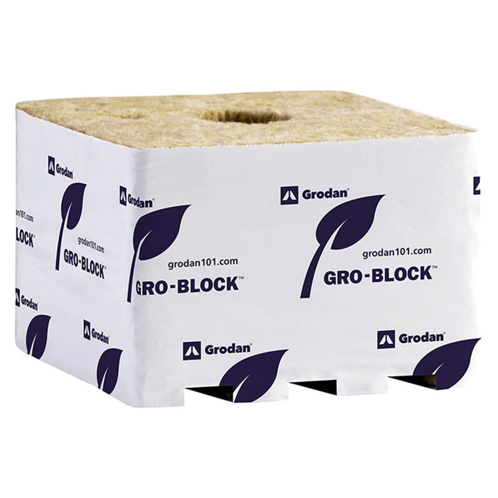 Grodan Gro-Block Improved GR7.5 Medium with Hole, 4" x 4" x 3" - Case of 192