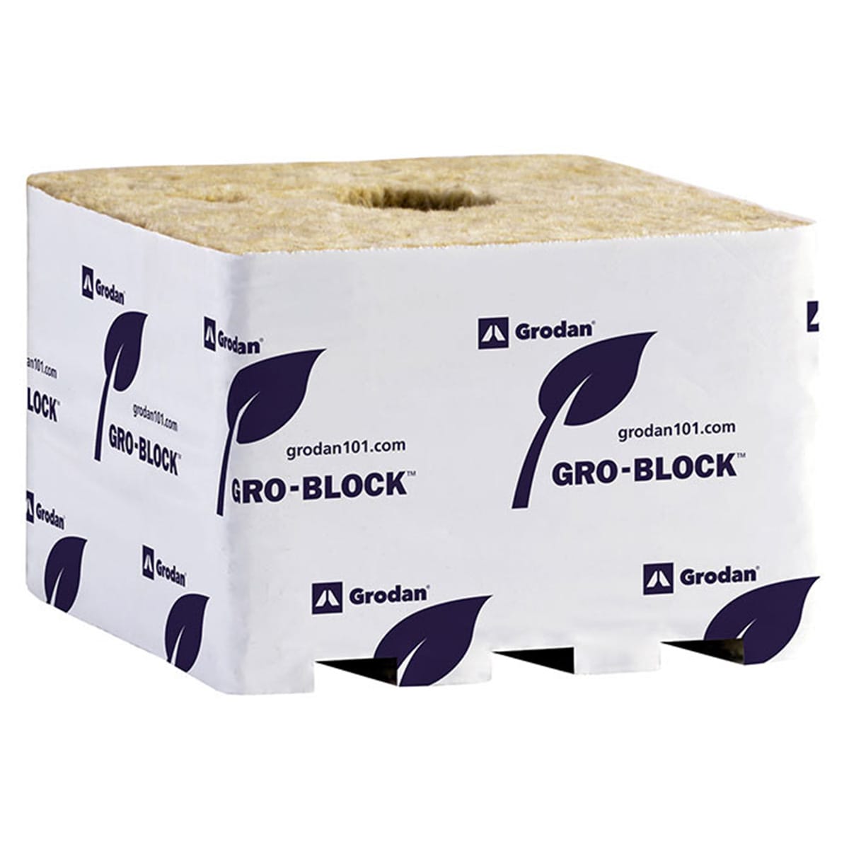 Grodan Gro-Block Improved GR7.5 Medium with Hole, 4" x 4" x 3" - Case of 192