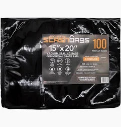 SYMBYS StashBags – 15″ x 20″ Black & Clear Pre-Cut Vacuum Seal Bags w/Zipper (100ct)
