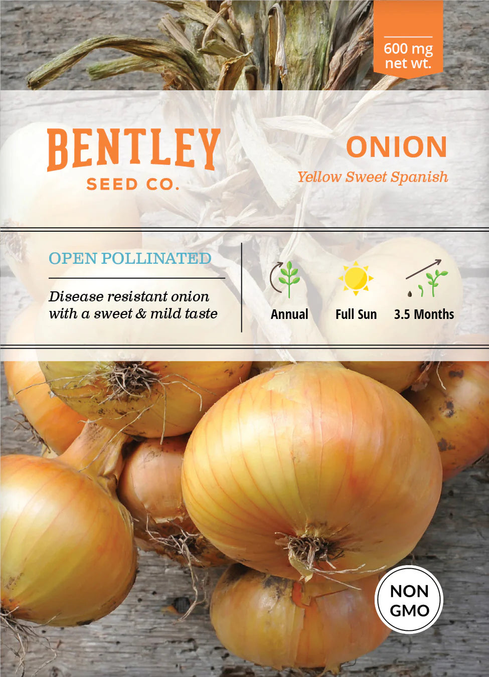 Bentley Seed Co. Onion, Yellow Sweet Spanish Seed Packets