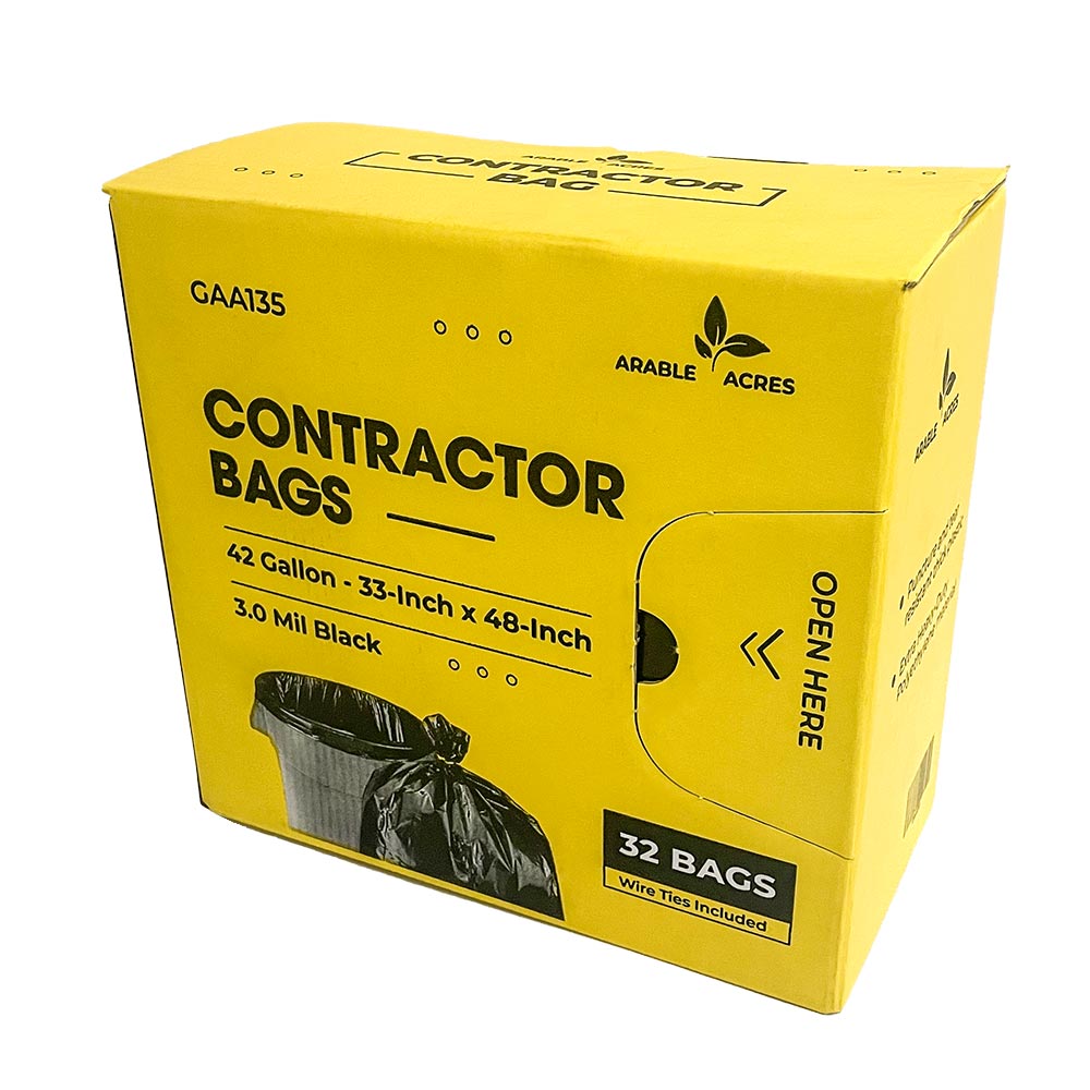 Arable Acres Contractor Bag - Black - 3.0 Mil - 33-Inch x 48-Inch - 42 Gallon (Case of 32)
