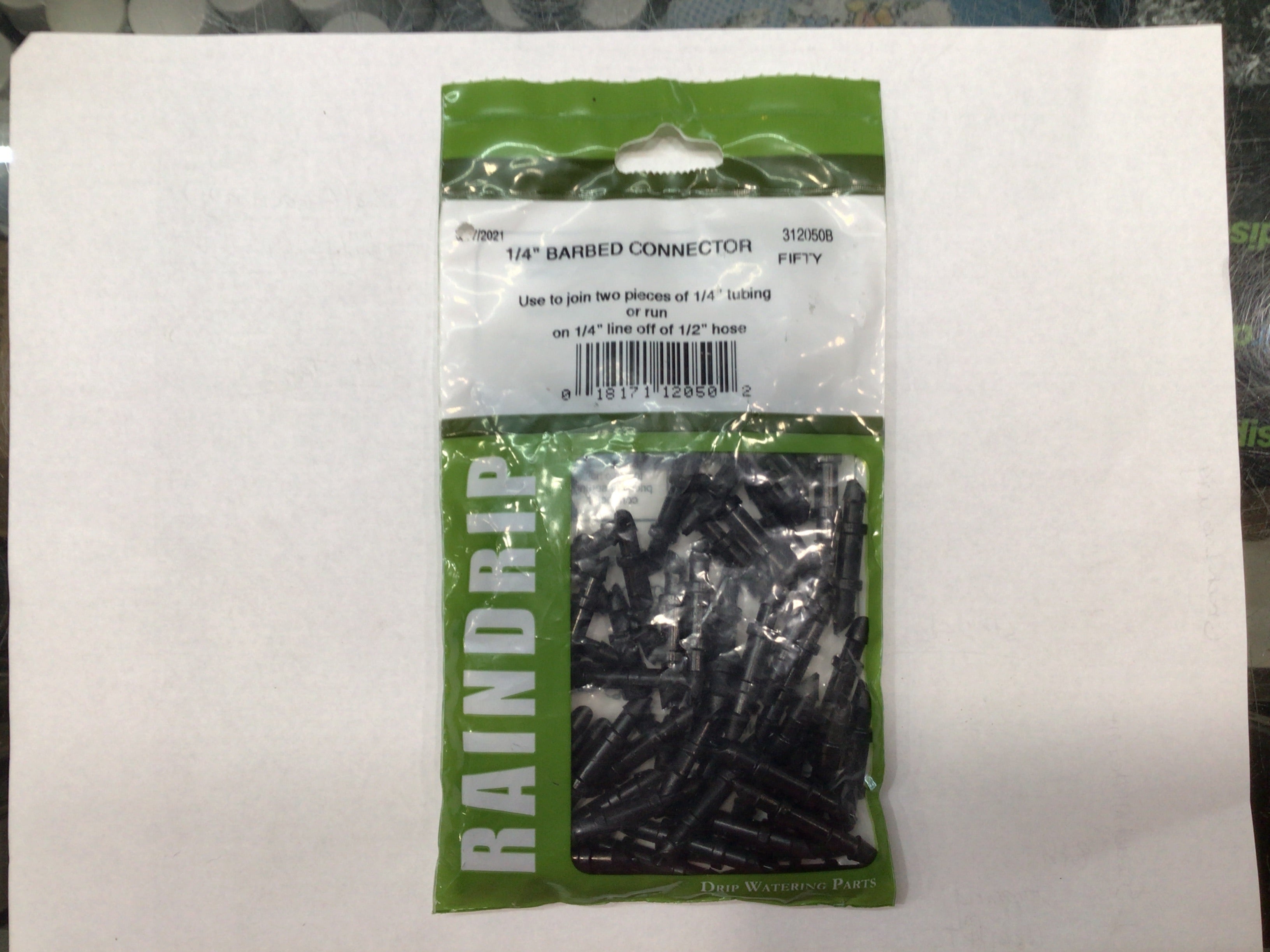 Raindrip barbed connector 1/4 line off 1/2 hose 50pcs