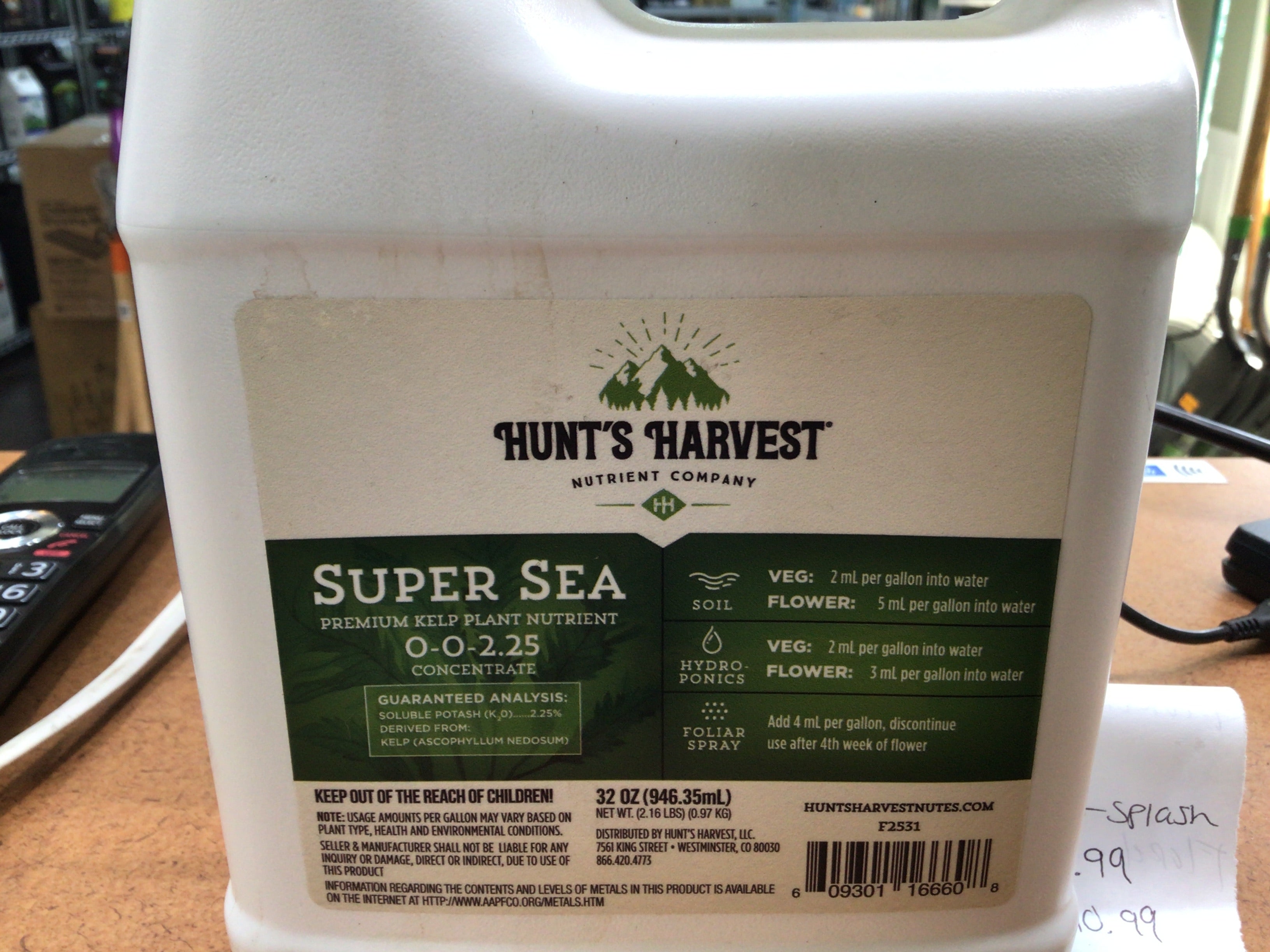Hunts Harvest super sea nutrient 32 oz 0-0-2.25