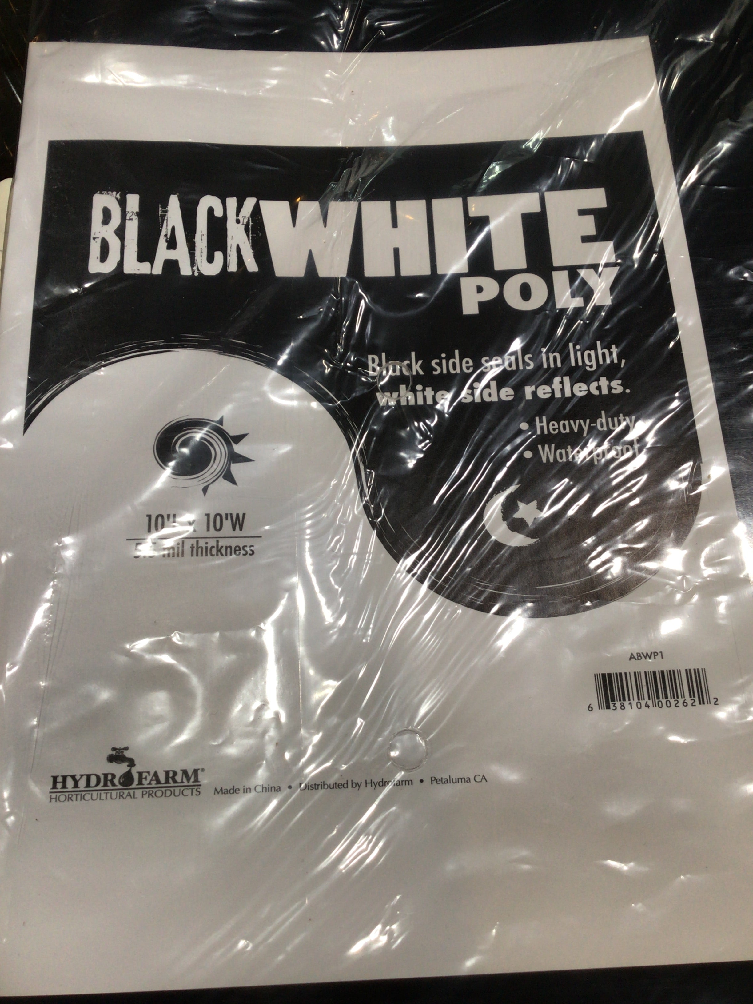 Hydro farm black and white poly 10’x10’ (5.5 mil thickness)