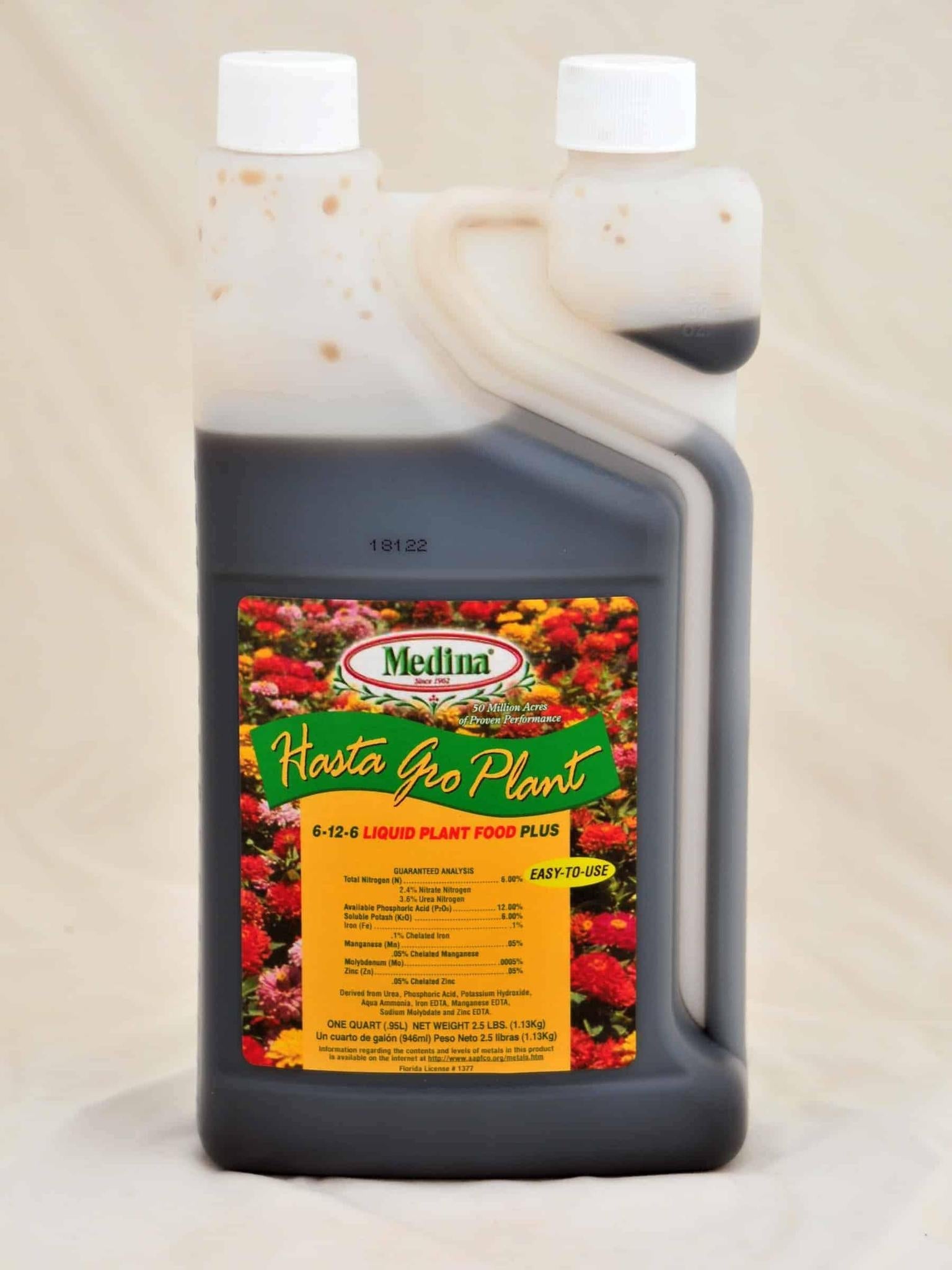 Medina Hasta Gro Plant 6-12-6 Liquid Plant Food Plus Quart